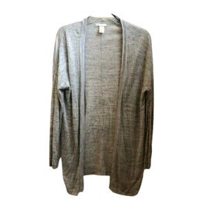 H&M BASIC MEDIUM LIGHT HEATHER GRAY LONGSLEEVE OPEN LONGLINE CARDIGAN SWEATER